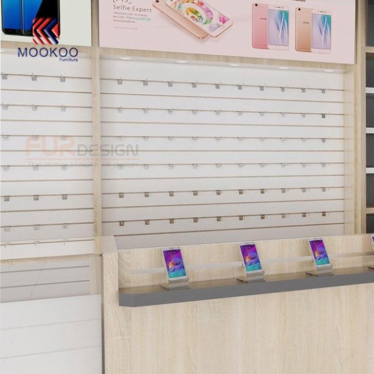 Wooden Cellphone Display Wall Shelf